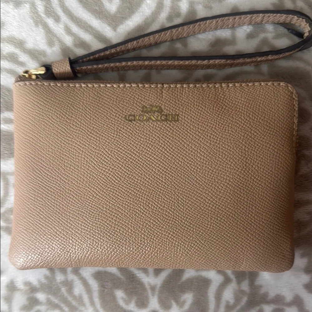 Coach Tan Leather Wristlet Clutch - Picture 2 of 8